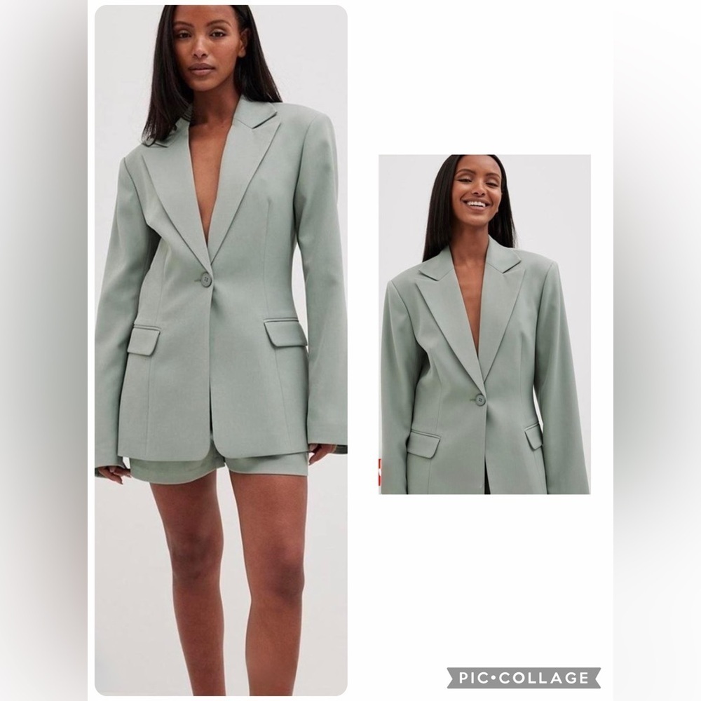 NA-KD Sage Green Oversized Blazer size 38